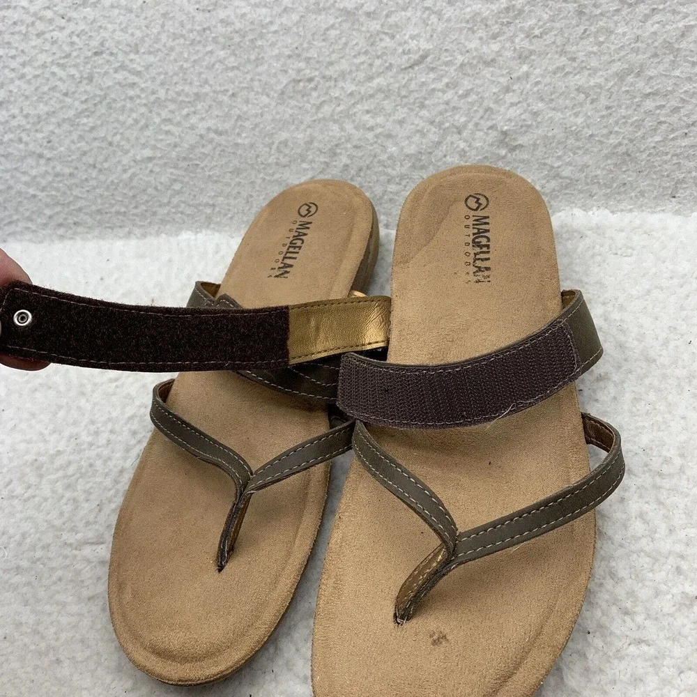Magellan Outdoors Sandals Womens 11‎ Strappy Flip Flop Thong Tan Brown Summer